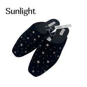 Soma Black Star Embroidered Velvet Slipper Mules Womens Size 8 New